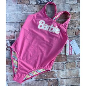 Girl’s Roxy Barbie One Piece Pink Swimsuit (Large 12)